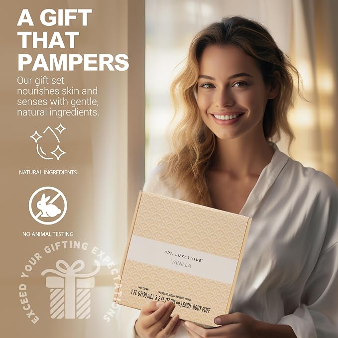Spa Luxetique Spa Gifts for Women 6pc Vanilla Bath Sets Women Gift - Image 3