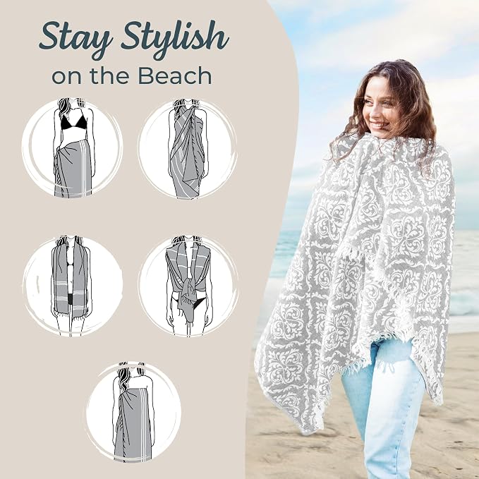Premium Turkish Beach Towel – Lightweight, Quick Dry Beach Towel, 100% Cotton – - Image 3