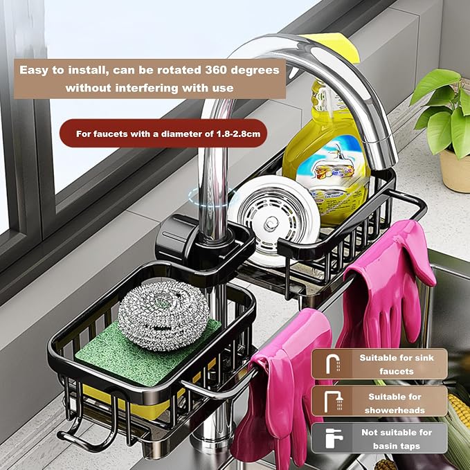 Sink Organizer Rack for Kitchen and Bathroom, Stainless Steel Detachable - Image 2