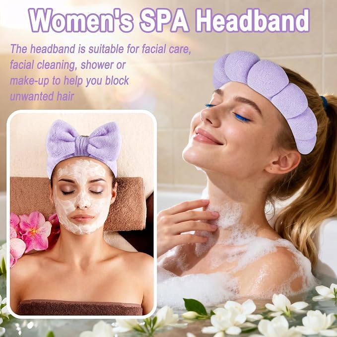 Zkptops 6Pcs Spa Headband for Washing Face Wristbands Set Women Bubble Makeup - Image 7