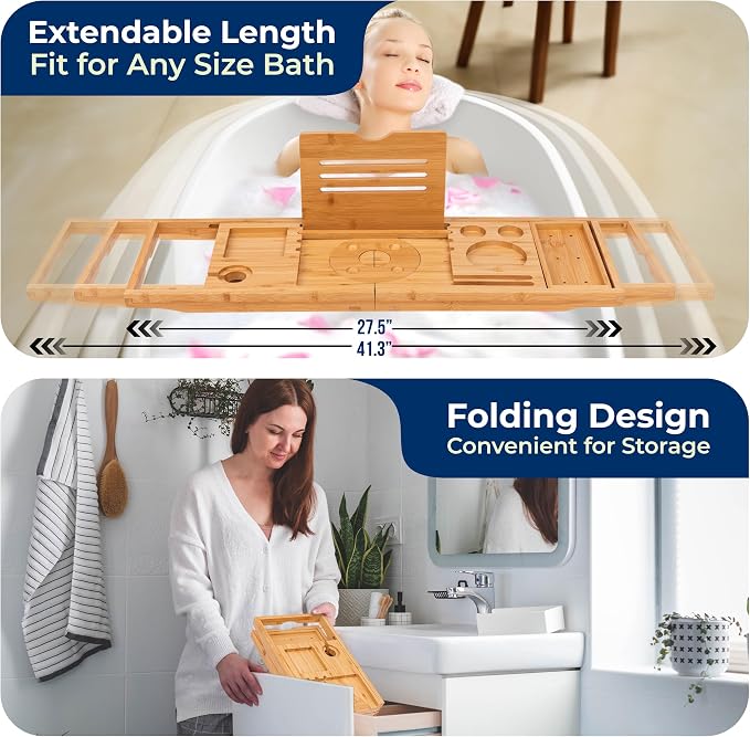 SereneLife Premium Foldable Bathtub Tray - Image 3