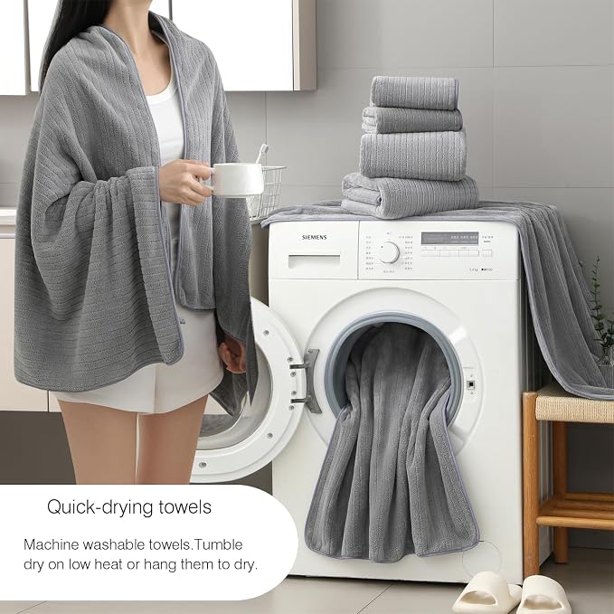 Hailea 18 Piece Family Bath Towel Set Include 6 Bath Towels, 6 Hand Towels and - Image 2