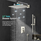 SR SUN RISE 12 Inch Square Shower System, Rain Shower Head and Slide Bar - Image 2