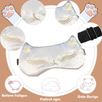 Cute Cat Sleep Mask for Kids, 2 Pack Silk Sleeping Eye Cover Adjustable Mask - Image 3