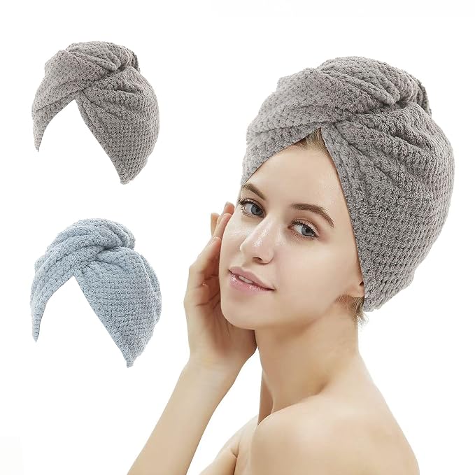 M-bestl 2 Pack Absorbent Microfiber Hair Towel Wrap, Anti-frizz Hair Drying by awesomeOralcareproduct