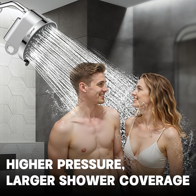High Flow Filtered Shower Head, HOPOPRO 5 Modes High Pressure Fixed Showerhead - Image 7