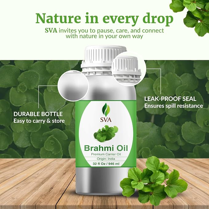SVA Brahmi Oil - 32 Fl Oz – 100% Natural Cold Pressed Brahmi Oil - - Image 7