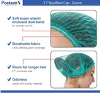 ProtectX 100-Pack Green Disposable Hair Nets, Elastic Head Cover, Bouffant Caps - Image 3
