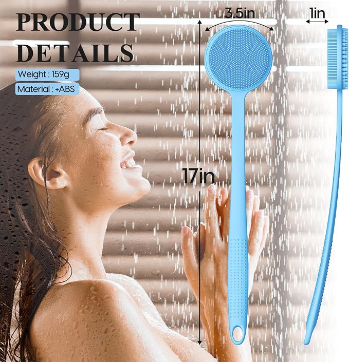 Silicone Back Scrubber for Shower, 17in Lengthen Long Handle Body Brush - Image 4
