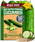 HOME GROWN Persian Cucumber Seeds 50+ Heirloom Non-GMO, Beit Alpha Variety by HOMEGROWN
