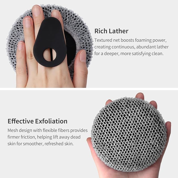 Silicone Body Scrubber with Scrub Net Set, BEAUTAIL 2 Pack - Image 4