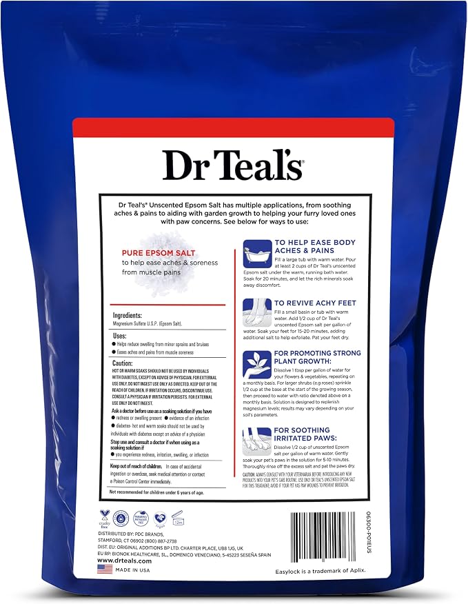 Dr Teal's Pure Epsom Salt Bulk Magnesium Sulfate USP, Fragrance Free, 19 lbs - Image 11
