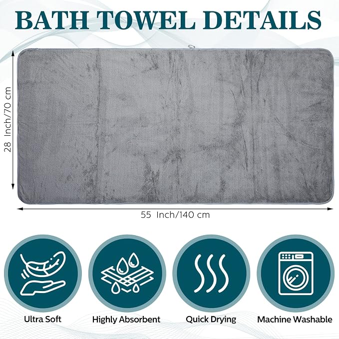Mixweer 10 Pieces Bath Towel Set, Microfiber Coral Velvet Highly Absorbent - Image 2