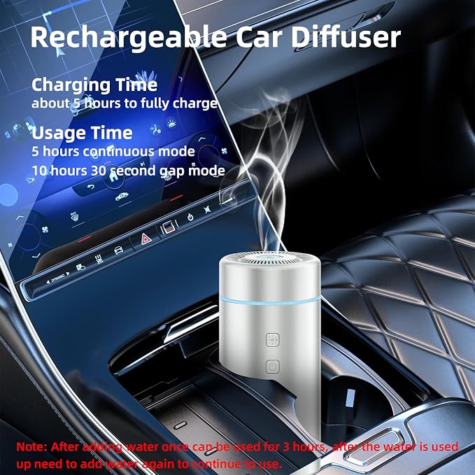 SEEDSEEL 100ML Car Essential Oil Diffuser, Rechargeable Battery Powered - Image 2
