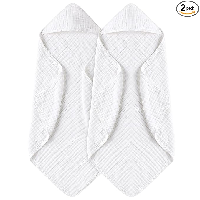 Yoofoss Hooded Baby Towels for Newborn 2 Pack 100% Muslin Organic Cotton Baby by YOOFOSS