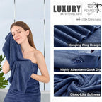 8 Piece Bath Towel Set Navy |2 Oversized Large Bath Sheet, 2 Hand Towels - Image 3