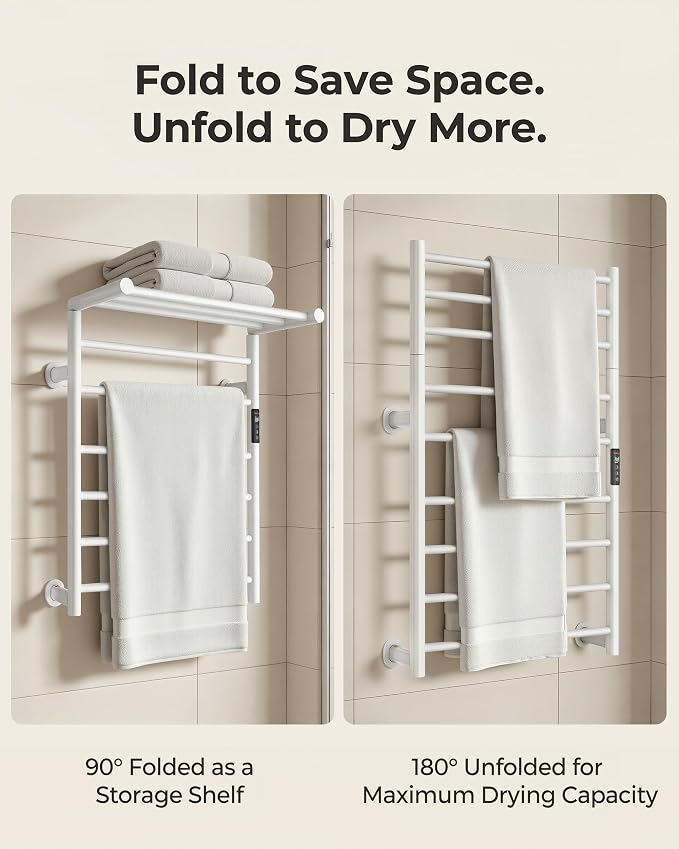 Foldable Heated Towel Rack, Dual-Zone Electric Towel Warmer Rack - Image 3