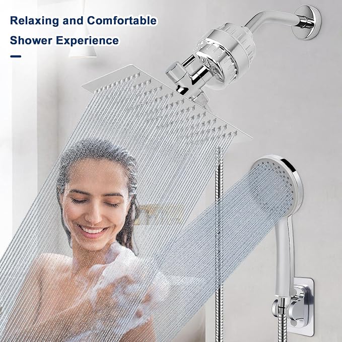 NearMoon Filtered Shower Head, High Pressure 8″Square, 5 settings Handheld Rain - Image 7