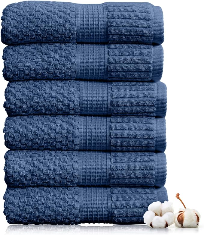NY Loft 100% Cotton Hand Towels| 6 Pack Hand Towel Set | Absorbent & Quick-Dry by NYLoft
