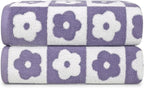Jacquotha 2-Pieces Luxury Bath Towels Checkered Floral, Cute Bathroom Decor by Jacquotha