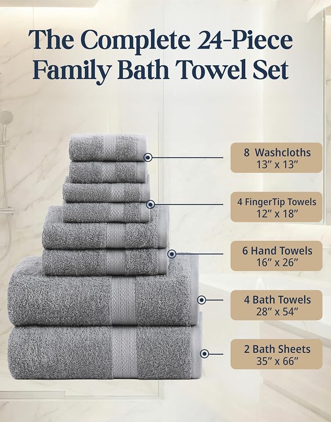LANE LINEN Luxury 24 PCs Bath Towels Set - Image 5