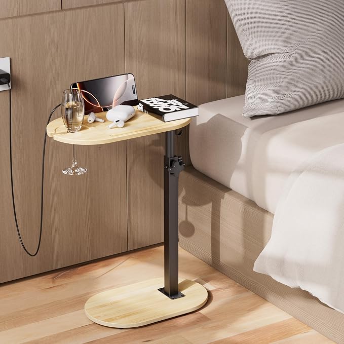 Bamboo Bathtub Table with Adjustable Height, Freestanding Bath Tray Caddy Board - Image 8