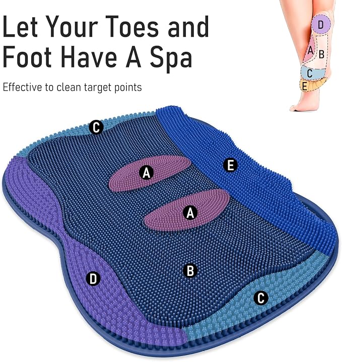 Shower Foot Scrubber Mat Large 2.0- Silicone Feet Toes Massage Exfoliate - Image 3