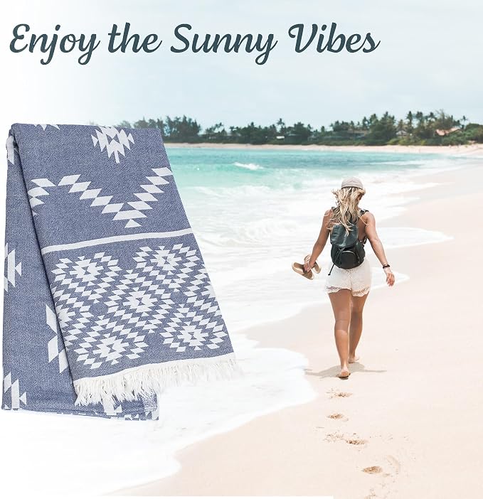 Premium Turkish Beach Towel – 100% Cotton, Quick Dry, Sand Free, Oversized Pool - Image 6