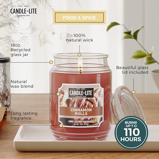 Candle-lite Fall Scented Candles, Cinnamon Rolls, 18 oz Jar, Proudly Poured in - Image 3
