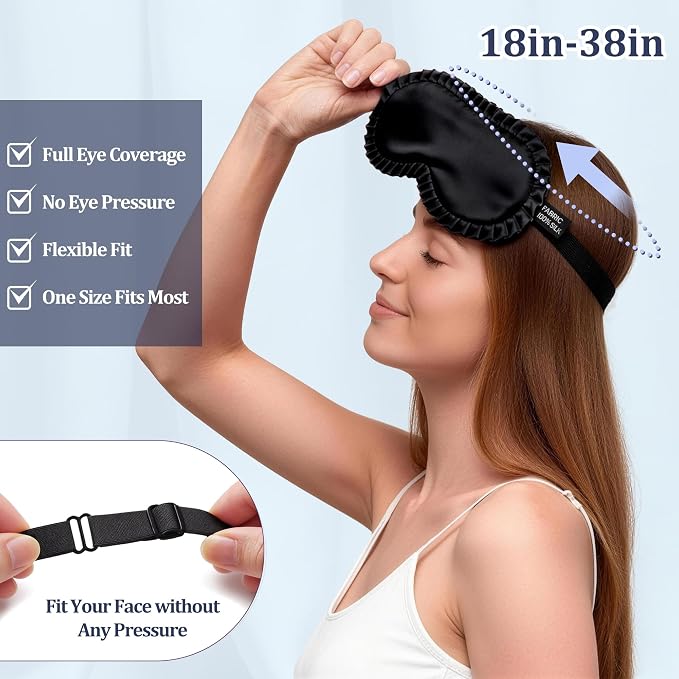 Silk Sleep Mask for Women, 100% Mulberry Silk Eye Mask, All-Silk Filled - Image 3