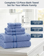 LANE LINEN Premium Bath Towel Set of 12 – 100% Cotton Towels - Image 4