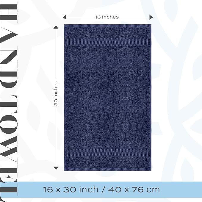 White Classic Luxury Navy Blue Hand Towels - Image 4