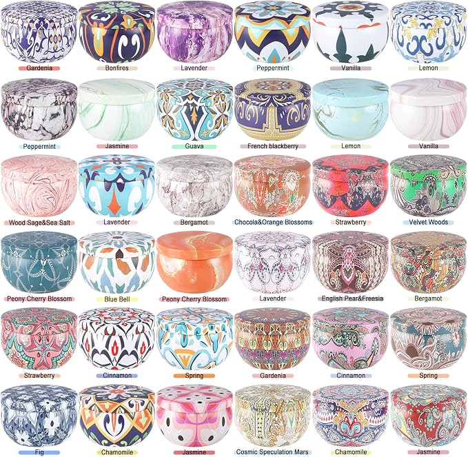 YOROXRG 36 Pack Multicolored Scented Candles Gifts Soy Wax Travel Tin Jar - Image 3