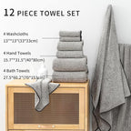 Ultra Soft Bath Towel Set, 12 Piece Family Bathroom Towels Set - Image 5