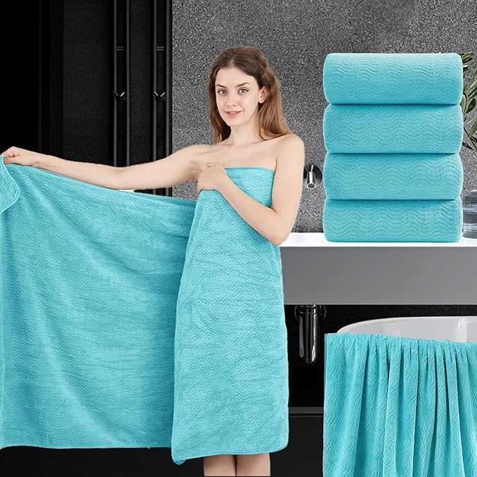 4 Piece Extra Large Bath Towel 35"x70" Oversized Bath Sheet Bath Towel Set by JessyHome