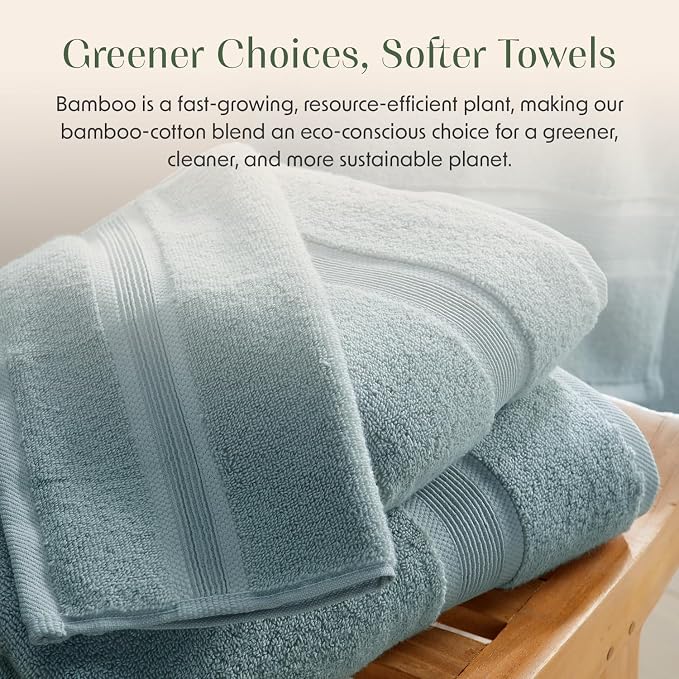Springtree Home Luxury Bamboo Rayon Bath Towel Set of 4 | 35% Bamboo Rayon - Image 6
