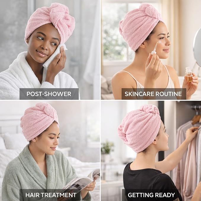 100% Turkish Cotton Hair Towel Wrap 2 Pack – Oeko-TEX Certified Quick Dry Turban - Image 8
