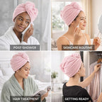 100% Turkish Cotton Hair Towel Wrap 2 Pack – Oeko-TEX Certified Quick Dry Turban - Image 8