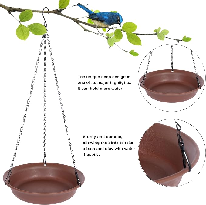 VUWEZ Hanging Bird Bath, Hanging Bird Water Feeder - Image 3