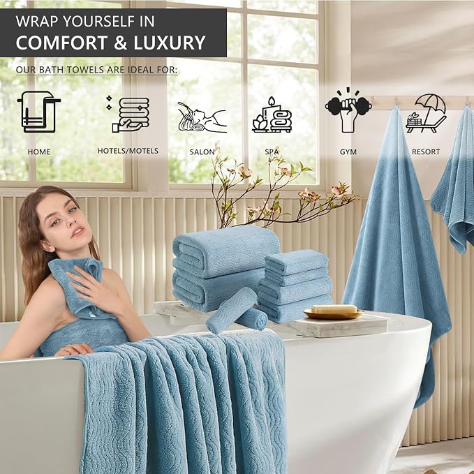 4 Piece Extra Large Bath Towel 35"x70" Oversized Bath Sheet Bath Towel Set - Image 2