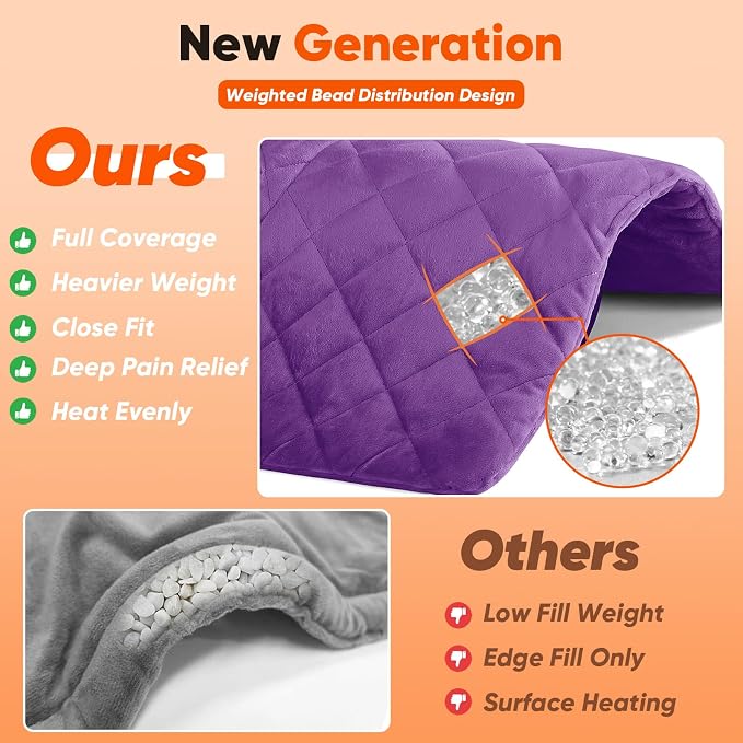 Purple Weighted Heating Pad for Neck Shoulders and Back, Mothers Day Gifts for - Image 5