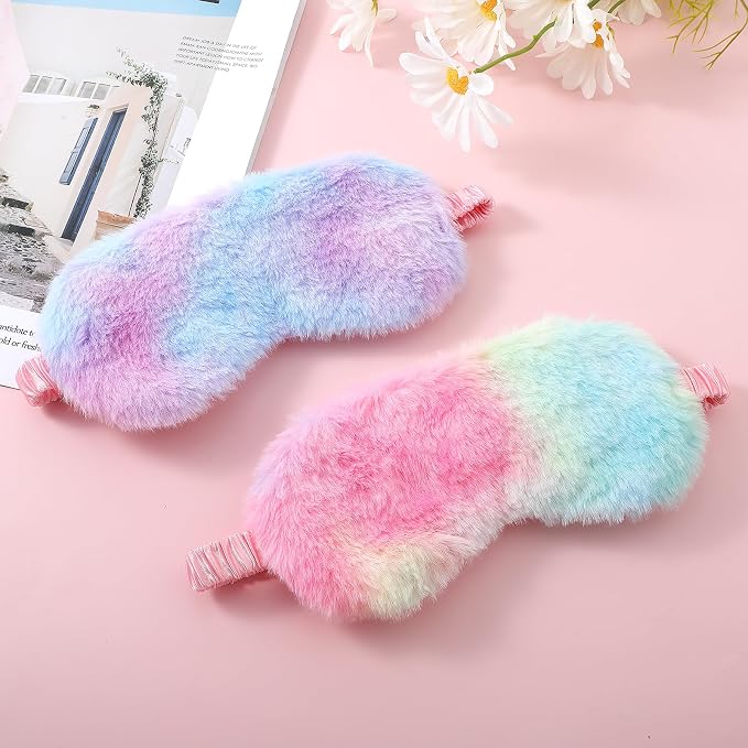2 Pack Plush Sleeping Eye Mask Soft Plush Eye Mask Fuffy Eye Cover Comfortable - Image 3