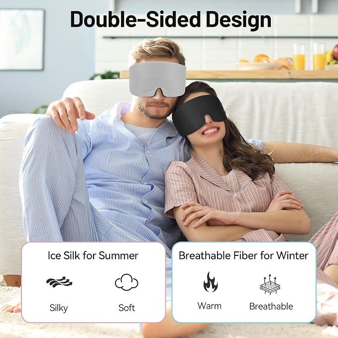 LOVE EYE Dual Side Sleep Mask, Ice Silk Eye Sleeping Mask & Blindfold - Image 4