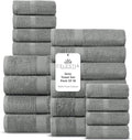 100% Cotton Bath Towel Set of 18-4 Bath Towels, 6 Hand Towels, 8 Wash Cloths by VillaCelestia