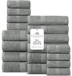 100% Cotton Bath Towel Set of 18-4 Bath Towels, 6 Hand Towels, 8 Wash Cloths by VillaCelestia
