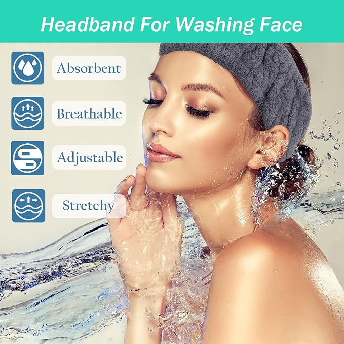 Microfiber Spa Headband 3-Pack, Soft Terry Cloth Headband - Image 2