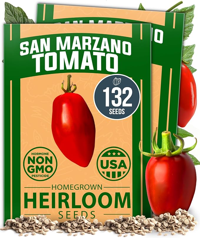 HOME GROWN San Marzano Tomato Seeds 132+ Heirloom Non-GMO Seeds by HOMEGROWN