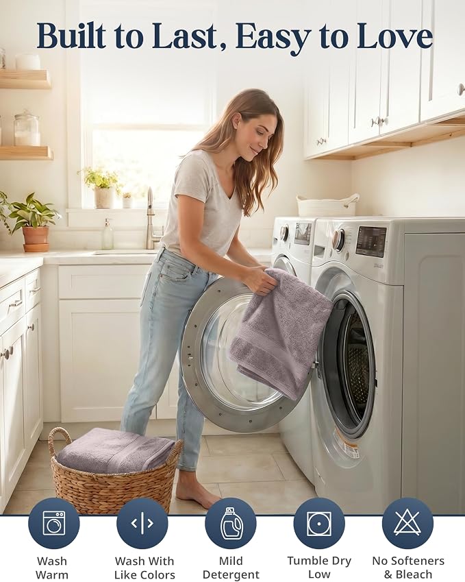 LANE LINEN 100% Ring Spun Cotton Bathroom Towel Set - Image 8