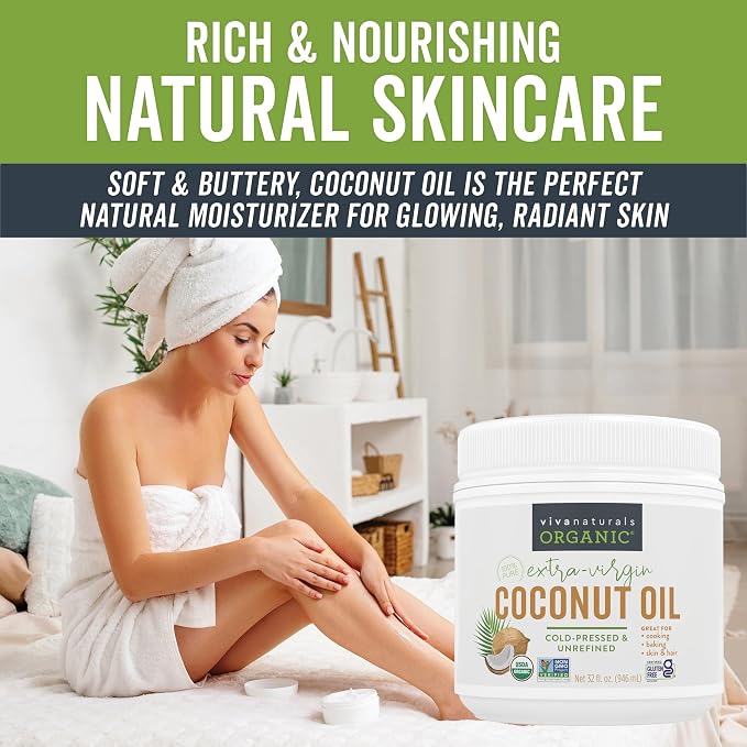 Viva Naturals Organic Coconut Oil, 32 fl oz – Unrefined, Cold-Pressed Extra - Image 5