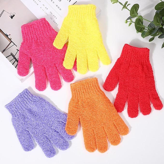 IBLUE Shower Gloves, Double Sided Exfoliating Bath Body Scrub Gloves - Image 4